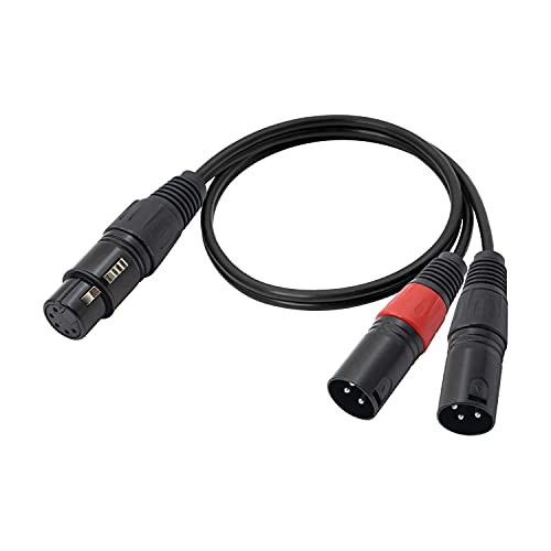 XMSJSIY Dual XLR 3 Pin to XLR 5 Pin DMX Stage Light Cable Audio Cable,DJ XLR 5-Pin Female to XLR 3-Pin Male Connector Mic Preamp Y Splitter Patch Cable for Microphone-50cm(Male to Female)