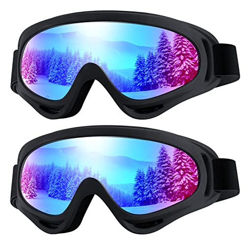 Braylin 2-Pack Kids Ski Goggles, Snowboard Goggles for Men, Women, Youth, Boys or Girls, Snowmobile Goggles
