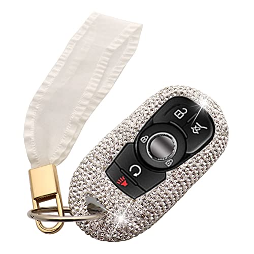 Ornater Handmade Bling Crystal Diamond Key Fob Cover Compatible with Buick Verano Regal Lacross Encore Envision Enclave GL8 (Silver) Full-size