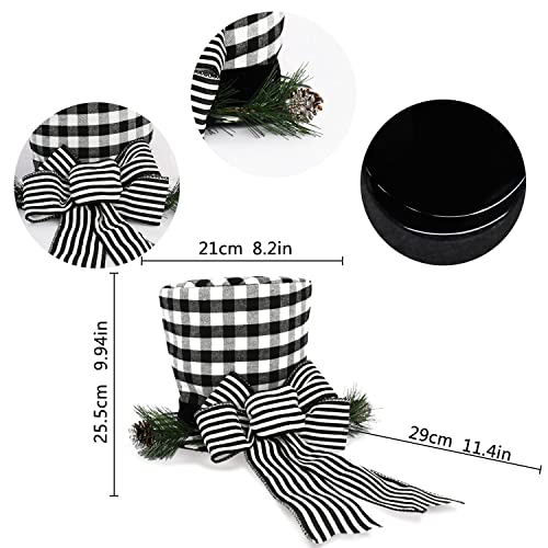 Hat Christmas Tree Topper Unique, Collapsible Tree Topper Ornament Accent Black Fabric Top Hat w/Plaid Bow, Holiday Hat Decoration, Christmas Tree Decor | The Storepaperoomates Retail Market - Fast Affordable Shopping