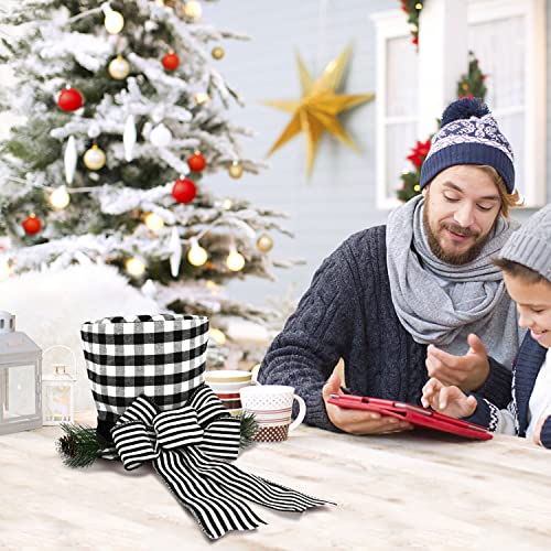Hat Christmas Tree Topper Unique, Collapsible Tree Topper Ornament Accent Black Fabric Top Hat w/Plaid Bow, Holiday Hat Decoration, Christmas Tree Decor | The Storepaperoomates Retail Market - Fast Affordable Shopping