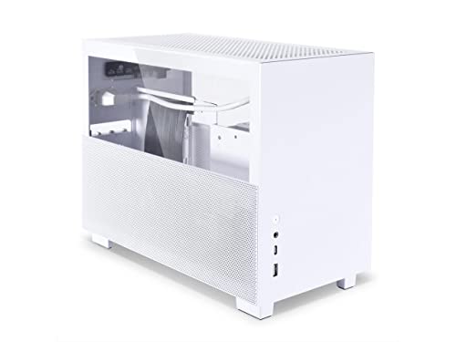 Lian Li Q58 White Color SPCC/Aluminum/Tempered Glass Mini Tower Computer Case, PCIe 4.0 Riser Card Cable Included – Q58W4