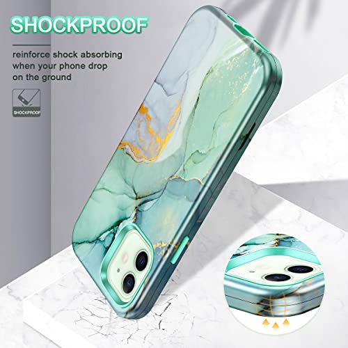 Lamcase for iPhone 12 and iPhone 12 Pro Case 6.1 Inch, Heavy Duty Hard PC Soft Rubber [Stylish Glossy Marble] Full Body Three Layer Shockproof Drop Protection Cover, Green Marble | The Storepaperoomates Retail Market - Fast Affordable Shopping
