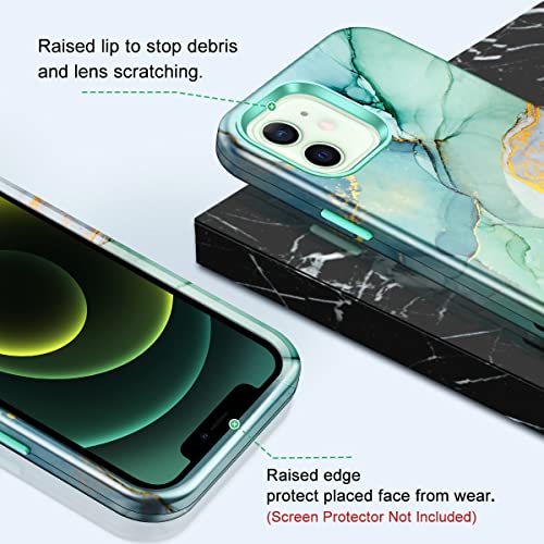 Lamcase for iPhone 12 and iPhone 12 Pro Case 6.1 Inch, Heavy Duty Hard PC Soft Rubber [Stylish Glossy Marble] Full Body Three Layer Shockproof Drop Protection Cover, Green Marble | The Storepaperoomates Retail Market - Fast Affordable Shopping
