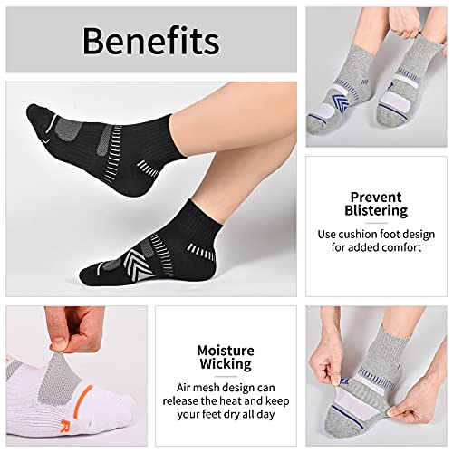 COOPLUS Men’s Cotton Athletic Ankle Socks Performance Cushioned Quarter Moisture Wicking Sock – 6 Pairs | The Storepaperoomates Retail Market - Fast Affordable Shopping