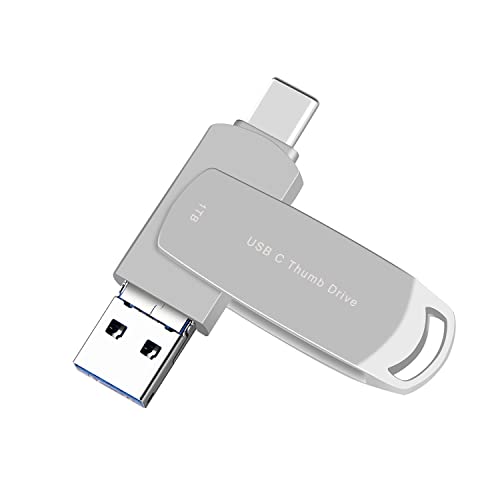 USB C Thumb Drive for Phone Storage Stick 1000GB Memory Stick for Phone, 1TB Type-c USB 3.1 Drive Compatible MacBook iPad pro iPad mini6 and MacBook Pro Air Computer (Silver 1TB)
