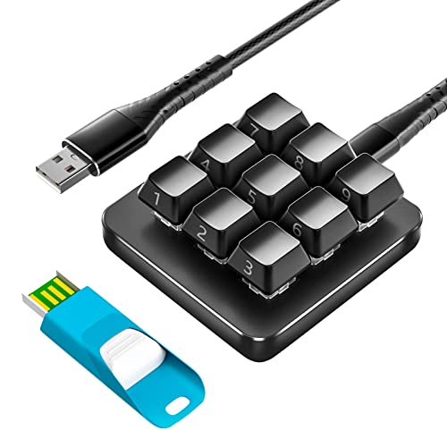 One-Handed Macro Mechanical Keyboard, Multifunctional Mechanical Gaming Keypad with 9 Fully Programmable Keys Support NKRO, Hotkeys, One-Click Start, Floating Window and Macro for OS,Windows,Vista