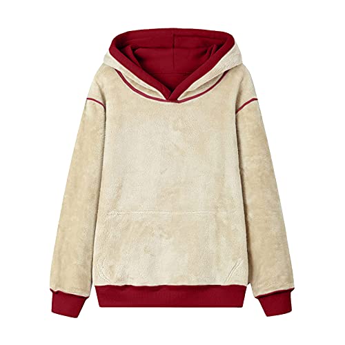 KUDICO Hoodies for Women Winter Warm Fleece Sweatshirt Fluff Sherpa Lined Pullover Hooded Casual Loose Tunic Tops A#wine Hot Sale! | The Storepaperoomates Retail Market - Fast Affordable Shopping