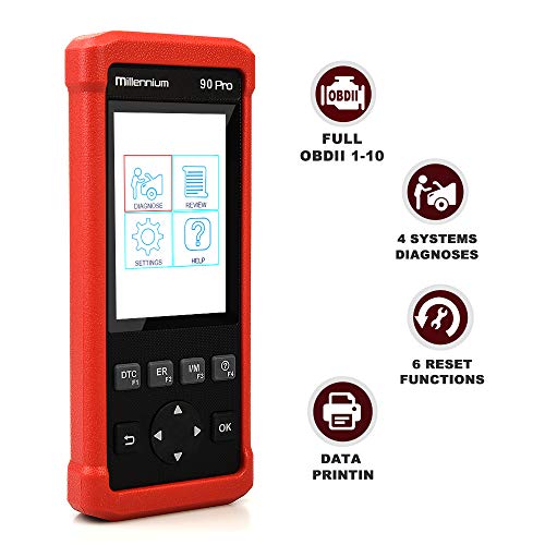 LAUNCH Millennium 90 Pro OBD2 Scanner, DIY Full OBD Function Car Code Reader, Check Engine/ABS/SRS/Transmission Diagnostic Scan Tool, Oil/EPB/BMS/DPF/SAS Reset/ABS Bleeding Car Scanner, Free Update