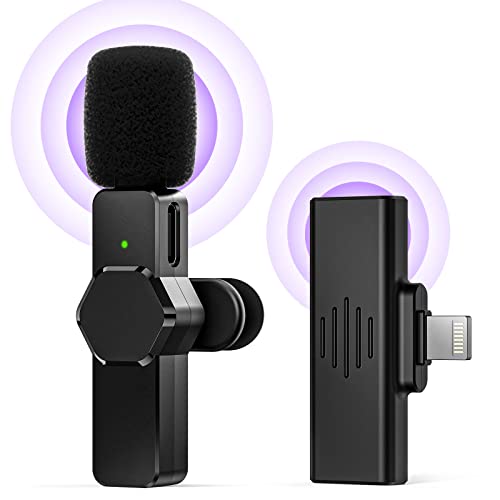 JSSEVN Wireless Lavalier Microphone Compatible with iPhone iPad, Plug-Play Wireless Mic for Recording, YouTube, TikTok, Facebook Live Stream, Noise Reduction Auto-Sync (NO APP or Bluetooth Needed)