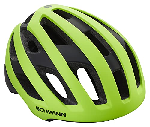 Schwinn Insight LED Lighted ERT Youth/Adult Bike Helmet, Fits Head Circumferences 54-58 cm, Medium, Green