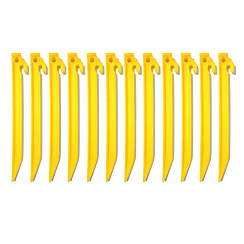 12 Pcs Plastic Tent Stakes 9.1 Inch Heavy Duty Tent Pegs for Camping Backpacking Gardening and More Outdoor