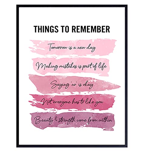 Positive Inspirational Quotes Wall Art & Decor – LARGE 11X14 – Uplifting Encouragement Gifts for Women, Girls, Teens, Daughter, BFF – Pink Motivational Poster for Home Office, Bedroom, Bathroom