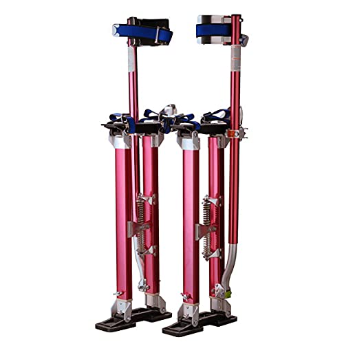 Drywall Stilts – 18-30-inch Aluminum Spring Loaded Stilts with A Locking Heel Strap for Construction, Painting, and Finishing by Pentagon Tools (Red)