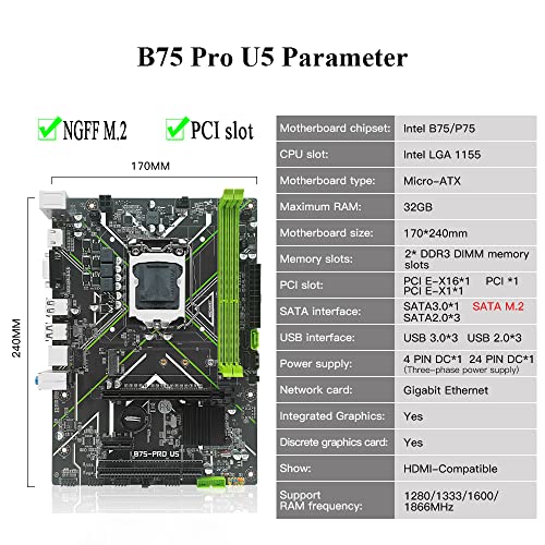 MACHINIST LGA 1155 Motherboard, B75 Micro ATX Computer Motherboard for Desktop PC (Intel 2th/3th Gen, PCIe 2.0, NGFF M.2, PCI, DDR3, SATA 6Gb/s, USB 3.0) for Core i3,i5,i7/Xeon E3 V2/Pentium | The Storepaperoomates Retail Market - Fast Affordable Shopping