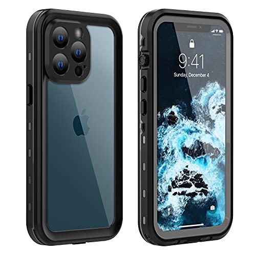 Waterproof Case for iPhone 13 Pro Max, Designed for iPhone 13 Pro Max Case with Built-in Screen Protector. Full Body Heavy Duty Shockproof Case for iPhone 13 Pro Max 6.7 inch (2021) (black+clear)