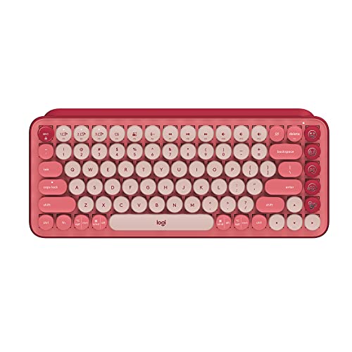 Logitech POP Mechanical Wireless Keyboard with Customizable Emoji Keys, Durable Compact Design, Bluetooth or USB Connectivity, Multi-Device, OS Compatible – Heartbreaker Rose