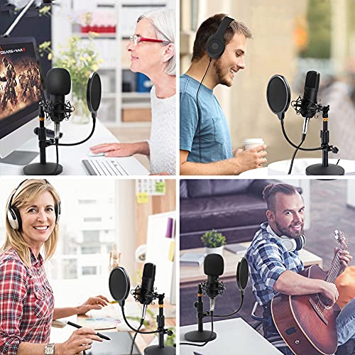 ZHENREN Professional Studio Condenser Microphone, Computer PC Microphone Kit with 3.5mm XLR/Pop Filter/Shock Mount for Professional Studio Recording Podcasting Broadcasting | The Storepaperoomates Retail Market - Fast Affordable Shopping