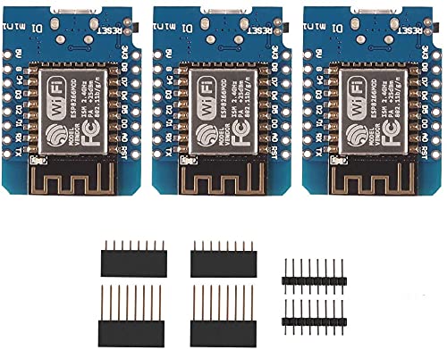 RedTagCanada Development Board Module for ESP8266 ESP-12F 4M Bytes WLAN WiFi Internet , D1 Mini NodeMcu Lua 4M Bytes for ESP8266 ESP-12F for Arduino Compatible with WeMos D1 Mini ((Pack of 3)