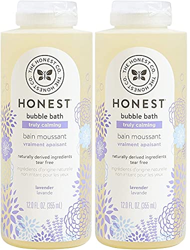 HONEST Truly Calming Lavender Bubble Bath Tear Free Kids Bubble Bath Naturally Derived Ingredients & Essential Oils Sulfate & Paraben Free Baby Bath 12 Fl Oz 2 Pack
