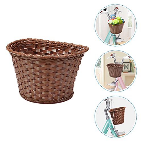 PATKAW Handlebar Wicker Basket Kids Wicker Basket Detachable Woven Bicycle Basket Front Handlebar Adult Storage Basket Waterproof with Leather Straps Bicycle Accessory | The Storepaperoomates Retail Market - Fast Affordable Shopping