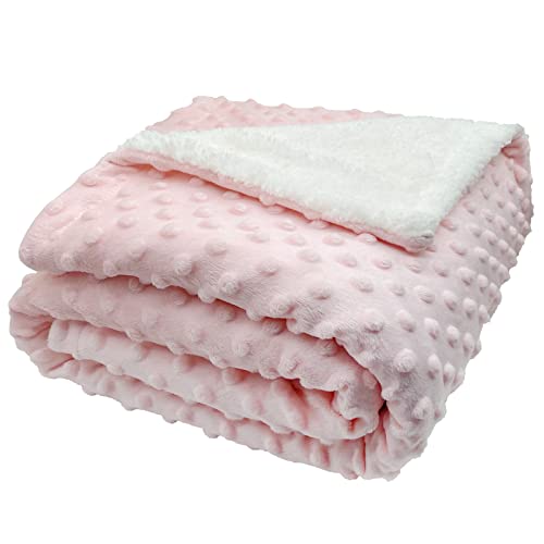Baby Blankets for Boys Girls Soft Minky and Sherpa Fleece Toddler Throw Blanket Unisex for Crib ,Stroller and Pets(Blush Pink)