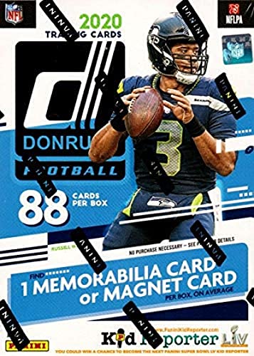 2020-2021 Donruss Football Factory Sealed Blaster Box 88 Cards 11 Packs of 8 Cards, 88 Cards in all 1 Memorabilia or Magnet Card Per Box, On Average. Chase Justin Herbert, Justin Jefferson, Joe Burrow, Jalen Hurts, and many more… Made by Panini America.
