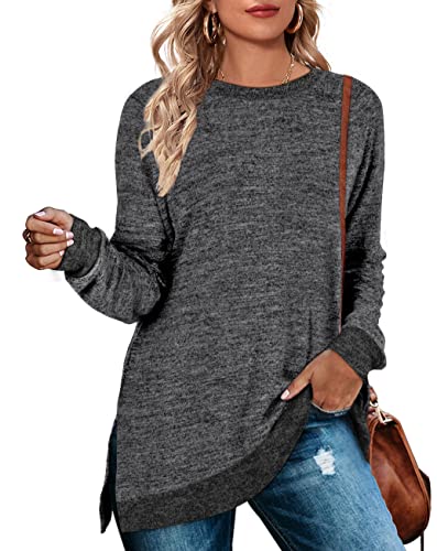 Oversized Sweatshirts for Women CuteTunic Tops for Leggings Deep Gray 2XL