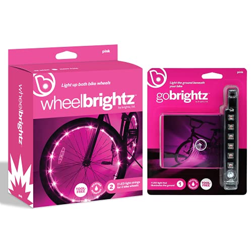 Brightz Bike Wheel Light and Frame Light Bar Bundle, Pink – WheelBrightz LED Bicycle Wheel Lights for Both Wheels with GoBrightz LED Frame Mounted Bar Light
