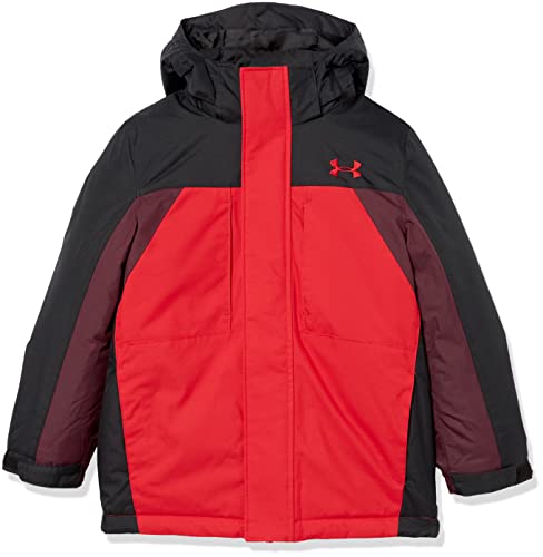 Under Armour Boys’ Westward 3-in-1 Jacket, Removable Hood & Liner, Windproof & Water Repellant, RED, 4