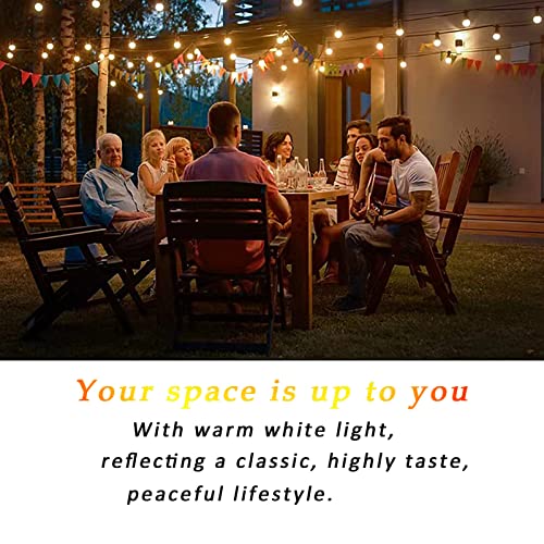 ENCHANT Outdoor String Light 43 FT Strand –LED Lights with 20 Bulbs (2 LED Chips Spare), Weatherproof Connectable Hanging for Patio Garden Bistro Café Night Party Decoration Warm White G50-G1 | The Storepaperoomates Retail Market - Fast Affordable Shopping