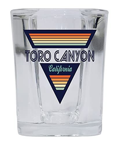 R and R Imports Toro Canyon California 2 Ounce Square Base Liquor Shot Glass Retro Design