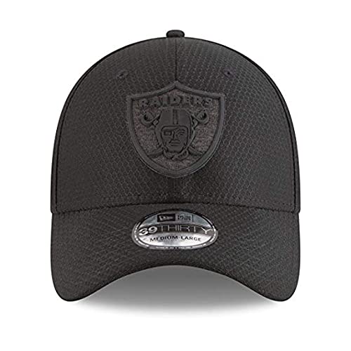 New Era Authentic Exclusive Raiders Salute to Service City Black & White 39THIRTY Flex Fit Cap Hat (Training 18 Black, Medium/Large)