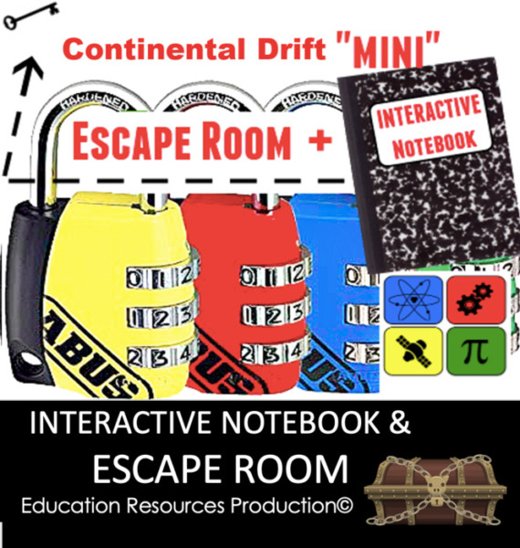 Continental Drift & Plate Tectonics Interactive Notebook & Escape Room Combination Bundle