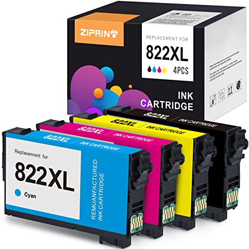 ZIPRINT Remanufactured Ink Cartridge Replacement for EPSON 822XL 822 XL T822XL Use with Workforce Pro WF-3820 WF-4830 WF-4834 WF-4820 Ink Printer (Black, Cyan, Yellow, Magenta, 4-Pack)