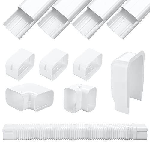 LCGP 4″ 12Ft Decorative PVC Line Cover Kit, Suitable for Mini Split Air-conditioning and Heat Pump Systems, Outdoor Air-conditioning Pipe Insulation