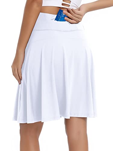 Golf Skirts for Women with 5 Pockets Tennis Skirt with Shorts Knee Length Skorts Skirts for Women Modest Sport Skirts White Athletic Skirt