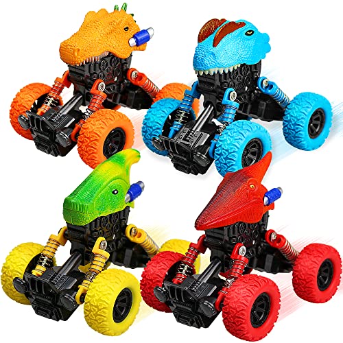 Malhaii Dinosaur Toys for Kids 3-5, 4 Pack Pull Back Cars for 3 4 5 6 7 Year Old Boys Girls Kids Toy Dino Monster Trucks for Toddlers Christmas Birthday Gifts