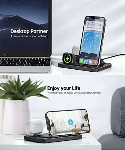 AFLYDOG Charging Station for Apple Multiple Devices, Adjustable 3 in 1 Charging Stand Dock Holder Foldable Charger Stand Compatible with Apple Watch SE/8/7/6/5/4/3/2/1 iPhone AirPods | The Storepaperoomates Retail Market - Fast Affordable Shopping