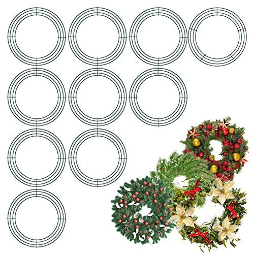 Metal Wreath Frame,10Pcs 10inch Wire Wreath Making Rings Wreath Hoop Wreath Ring for Christmas New Year Party Home Decor DIY Crafts Supplies (10Pcs-10inch)