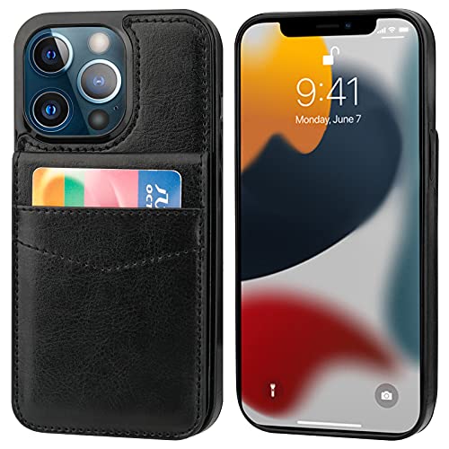 KIHUWEY Compatible with iPhone 13 Pro Case Wallet with Credit Card Holder, Premium Leather Magnetic Clasp Kickstand Heavy Duty Protective Cover for iPhone 13 Pro 6.1 inch(Black) | The Storepaperoomates Retail Market - Fast Affordable Shopping