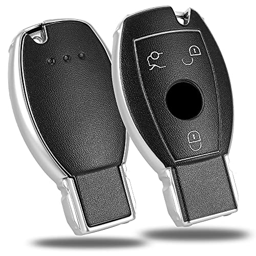 LUNQIN TPU Key Fob Cover Case for Mercedes Benz GLA GLK CLA CLS C E G S Class Full Protection Shell Smart Key Remote (Black)
