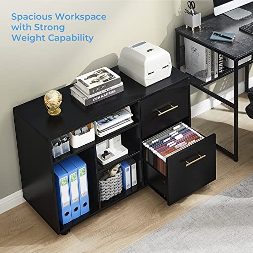 GreenForest File Cabinet with Drawer for Home Office Lateral Filing Cabinets Mobile Printer Stand with Open Storage Shelves, Black | The Storepaperoomates Retail Market - Fast Affordable Shopping
