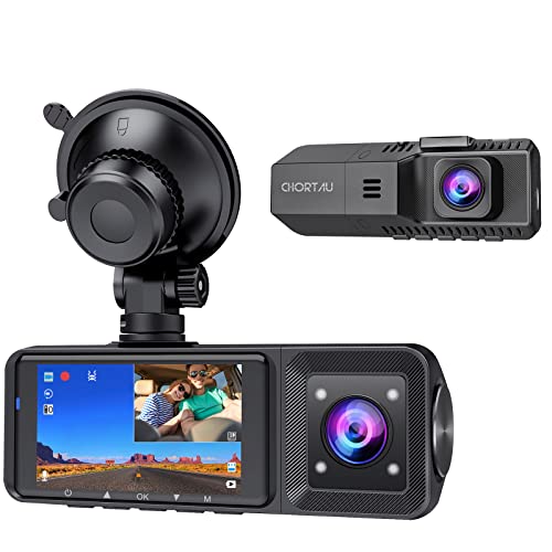 Dual Dash Cam Front and Inside 1080P Dual Dash Camera for Cars CHORTAU Front Inside Dashcams for Cars with Infrared Night Vision,Parking Monitor for Truck and Taxi Driver