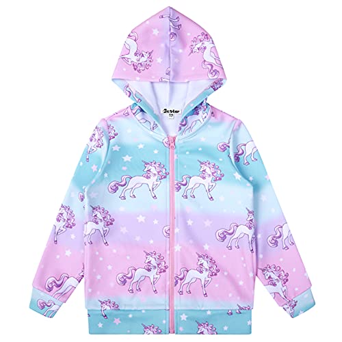Unicorn Hoodie for Girls Sweatshirts Zip Up Jacket Fall Winter Clothes,Size 6t 7t