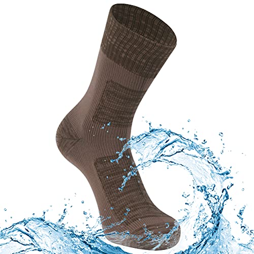 Agdkuvfhd Waterproof Socks for Fishing, Womens Outdoor Cushioned Wear Resistant Soft All Weather Hiking Wading Goretex Socks, Convenient and Easy to Wear 1 Pair (Brown, X-Small)
