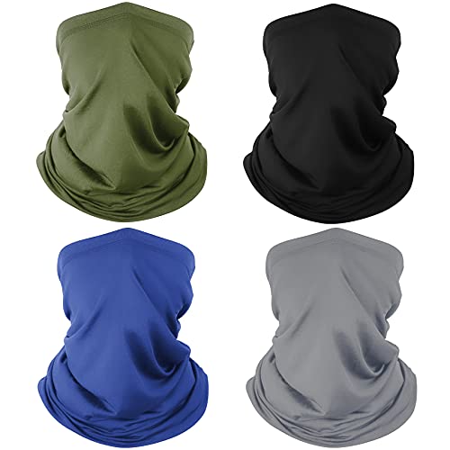 4 Pack Neck Gaiter Breathable Bandana Mask for Outdoor Protection, Washable Reusable Cooling Gator Mask Face Scarf Cover Protect from Dust Sun for Men Women Fishing Cycling Running Facemask Gaitor