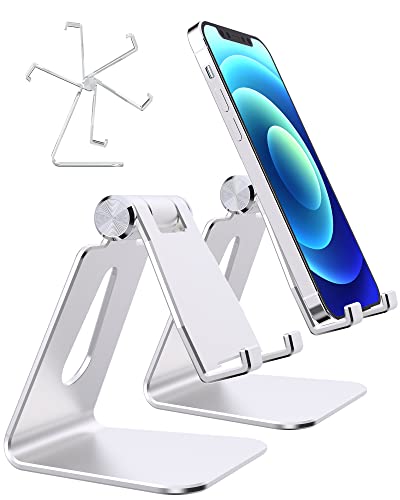 ONLYWIN Cell Phone Stand 2-Pack Cell Phone Holder for Desk Bed Kitchen Upgraded Aluminum Adjustable Phone Cradle Dock Compatible with Android/iPhone/ipad/Smartphones/Switch