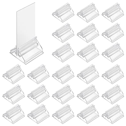 ASTER 24 PCS Acrylic Place Card Holders,Clear Game Card Stands, Small Wedding Table Place Cards Holder Table Sign Stands for Wedding Cards, Photos,Memos,Pictures Display (0.75×0.75 in)