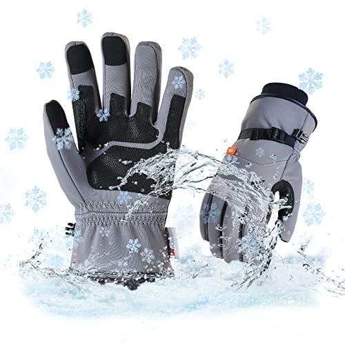 Vgo… 1-Pair -20℃/-4°F or Above Winter Outdoor Gloves for Men Women,Ski Gloves,Hiking Gloves,Cycling Gloves,Moto Gloves,Hunting Gloves(Medium,Gray,FT3115FW)